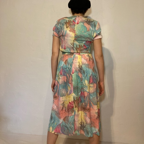 Vintage 80s Abstract Pastel Ocean Matching Set - Picture 4 of 11